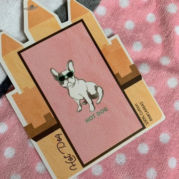 Boston Terrier beach towel hot dog polka dot pink - Picture 2 of 7